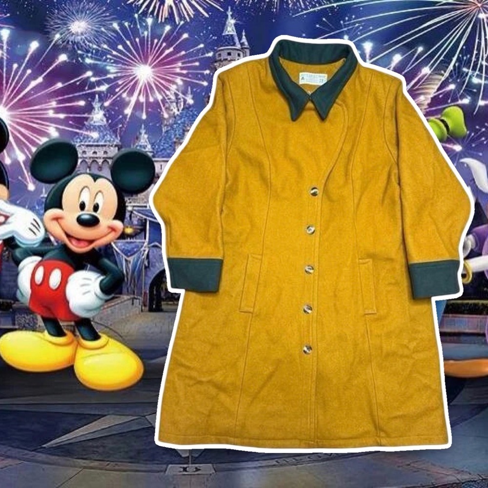 Disney Disneyland cast crew staff employee yellow green long trench coat 2XL